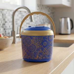 Carafe à eau moderne en plastique bleu et jaune Anax 5L, distributeur de boissons avec poignée, motif en relief, certifiée CIQ/LFGB/CE pour usage domestique - Product Image 2
