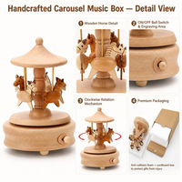 Handgemaakte houten dierenwip-muziekdoosje Yunsheng Sankyo mechaniek 18 noten aangepaste logo gravure moderne huisdecoratie speelgoed groothandel