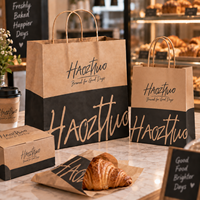 Sacs en papier kraft personnalisés avec logo, recyclables, pour emballages alimentaires, pour cafés, restaurants de restauration rapide, avec poignée