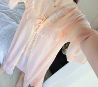 Robe de Nuit Grande Taille Sexy Col en V Chemise de Nuit Chemise de Maison Nuisette Robe de Nuit Princesse Robe de Nuit Femme + Peignoir