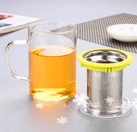 Tasse à thé en verre incassable de 16oz avec infuseur pour infusion de thé en vrac Filtre en acier inoxydable et couvercle en verre