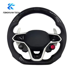 Volant sport en fibre de carbone et cuir forgé sur mesure pour VW Bora/Jetti <span class=keywords><strong>Golf</strong></span> <span class=keywords><strong>8</strong></span> R Line Mk8 GTI <span class=keywords><strong>Audi</strong></span> A3/S3/RS3 2019-2020 - Product Image 2