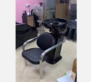 Lit de shampooing portable de luxe pour salons de coiffure, salons de beauté, salles de bain, cuir synthétique, repose-pieds réglable, design moderne pour les cheveux - Product Image 6