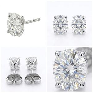 S925 Sterling <b>Silver</b> Moissanite <b>Stud</b> <b>Earrings</b> Oval Cut 4 Prong Claw <b>Set</b> Classic Jewelry for Wedding Gift - Product Image 5