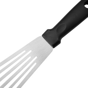 Stainless Steel Fish Spatula With Black Handle For Frying Steak And BBQ Cooking Utensil Oven Safe Hand Wash Only - Product Image 1