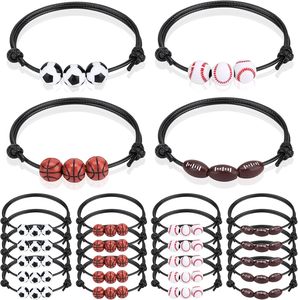 Pulseras de Cuentas Personalizadas para Fiestas Deportivas, Pulseras Ajustables con Cuentas de Fútbol, Baloncesto, Béisbol, Voleibol - Product Image 2