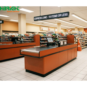Wood Panel <b>Checkout</b> <b>Counter</b> Retail Reception Desk Oblong Cashier <b>Counter</b> for Shop Supermarket Office - Product Image 6