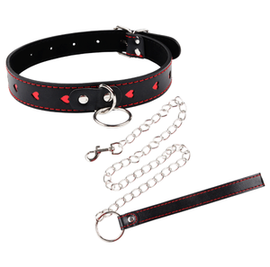 Collier SM en forme de cœur pour adultes avec laisse, collier en PU taquin, adapté à la retenue d'équipement pour femmes - Product Image 6