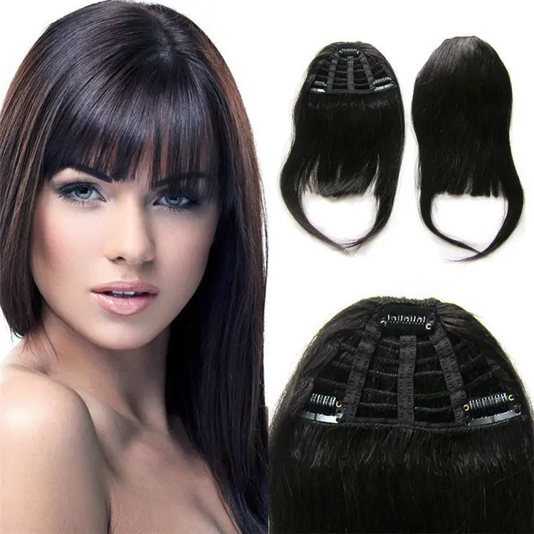wholesale Clip In Human Hair Bangs, Remy Clip In front Fringe topper , woman clip in remy hair fringe