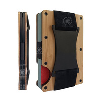Dompet Minimalis Tipis Anti-RFID dari Kayu dan Aluminium Premium untuk Pria, dengan Tali Elastis untuk Uang Tunai, Cocok untuk Penggunaan Sehari-hari dan Perjalanan