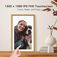 Cadre photo numérique intelligent 15,6 pouces en bois avec écran tactile WiFi 1080P FHD, contrôle par application, stockage 64 Go, prise en charge MP4/MP3