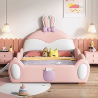 Großhandel Kinder-Parapetbetten Neues Hasen-Design Bett für Jungen Niedliches Doppelbett für Kinder Rosa Bett mit Treppe und Rutsche Schlafzimmer-Möbelset
