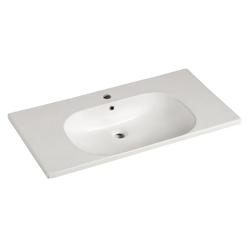 European Style Ceramic Countertop Slim Basin Matt Color Feather Edge Bathroom Vanity Cabinet Basin