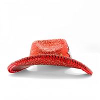 Chapeaux de fête personnalisés en gros pour femmes, avec paillettes rouges et fleurs, pour enterrement de vie de jeune fille et festival de musique