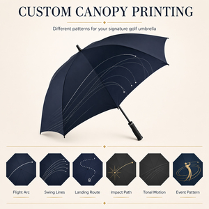 high quality durable <b>windproof</b> double layer automatic fiber non slip handle black EVA yellow golf <b>umbrellas</b> with logo - Product Image 6