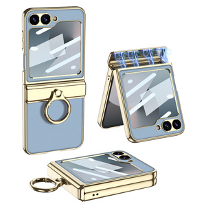 เคสพีซีบางเฉียบแบบแม่เหล็กสำหรับ <span class=keywords><strong>Z</strong></span> <span class=keywords><strong>Flip</strong></span> 5/6 พร้อมเคลือบผิวด้วยไฟฟ้า ดีไซน์ป้องกันการกระแทก พร้อมที่วางแหวน <span class=keywords><strong>NFC</strong></span> สีพื้น - Product Image 5