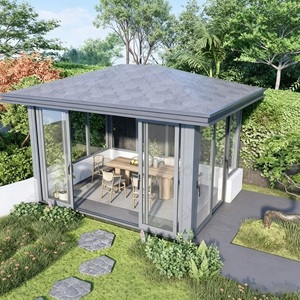 Veranda Moderna in Alluminio Personalizzata per Tutte le Stagioni, Villa Prefabbricata <span class=keywords><strong>con</strong></span> Tetto Retrattile in Vetro Temperato e <span class=keywords><strong>Porta</strong></span> Trasparente per Hotel - Product Image 2