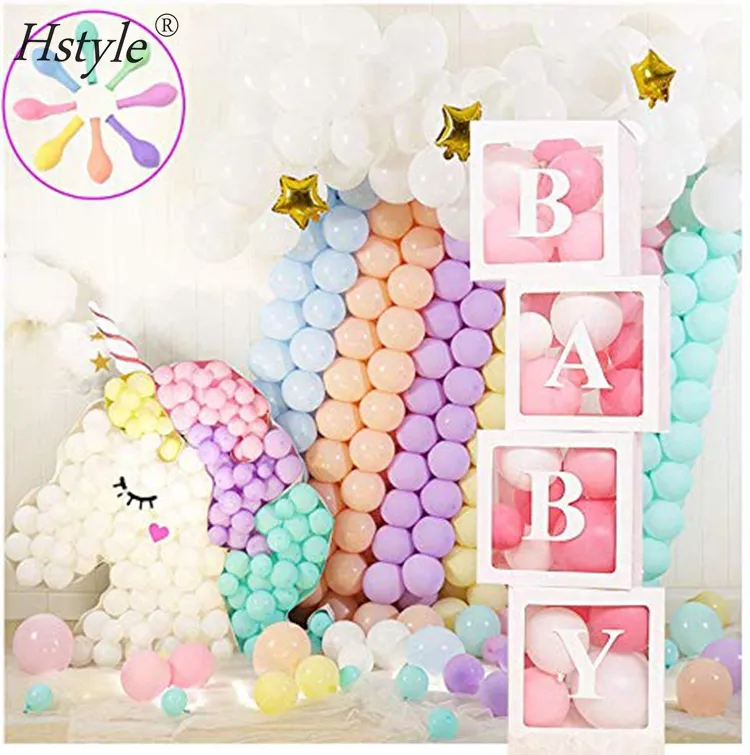 Kotak Baby Shower Dekorasi Pesta 4 Buah Kotak Balon Transparan dengan Huruf Dekorasi Pesta Ulang Tahun untuk Anak Laki-laki Perempuan SD615