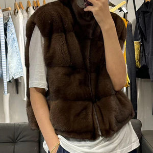 Gilet a maglia senza maniche in vera pelliccia <span class=keywords><strong>di</strong></span> <span class=keywords><strong>visone</strong></span> da donna cappotto invernale doppio stile coreano - Product Image 3