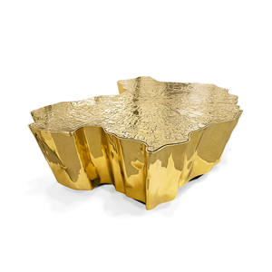 Table basse en bois de racine d'arbre de luxe italien, acier inoxydable gravé, meubles de salon, table d'appoint combinée haut-bas - Product Image 5