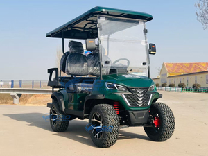 Carrito de Golf Eléctrico Verde Oscuro de Cuatro Plazas, Tranvía Turístico para Hotel, Autobús Turístico de Cuatro Ruedas con Certificación CE, Carrito Turístico Eléctrico - Product Image 2