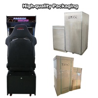 Machine de jeu vidéo de course 4K 32 pouces améliorée avec volant à retour de force et réponse réaliste (plus de 200 jeux, Plug & Play, multi-joueurs)