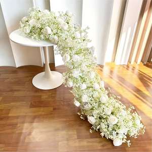 Guirlande de fleurs artificielles en soie pour décoration de table, chemin de table floral pour mariage et fête - Grande Vente - Product Image 4
