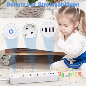 New Design 16A Current Power Socket with 3-Way Extension Box Cube Wire Cable and Multi <b>Plug</b> Switch with 4 PD 30W USB - Product Image 5