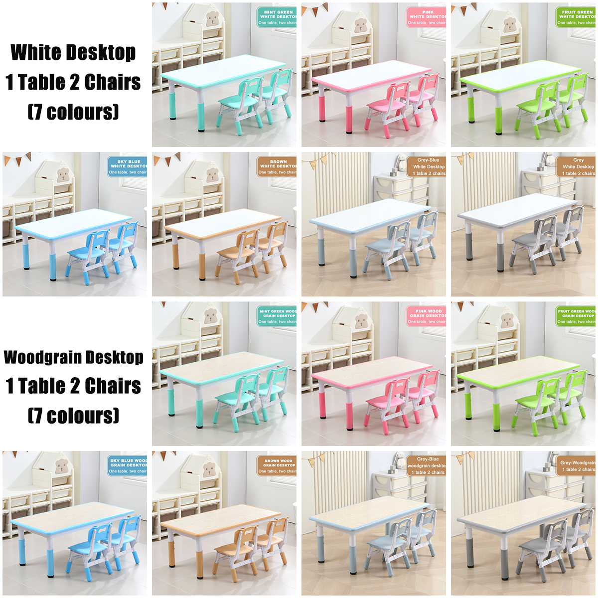 1 tavolo 2 sedie set