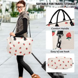 Bolsa de Lona con Estampado de Fresas Personalizada, Juego de Viaje de 2 Piezas con Bolsa de Maquillaje Pequeña, Bolsa Deportiva de Gran Capacidad para Mujer - Product Image 6