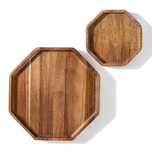 Mini <span class=keywords><strong>Plateau</strong></span> de Service Octogonal en Bois d'Acacia Écologique, Planche à Charcuterie en Bois pour Légumes, Fruits et Fromages - Product Image 1