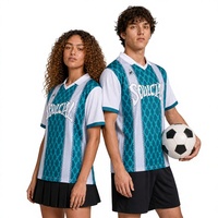Maillot de football rétro streetwear, motif géométrique gothique, col en V, polo raglan, tenue d'entraînement personnalisée pour équipe