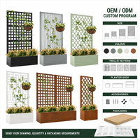 Jardinière galvanisée thermolaquée avec grille de treillis pour plantes grimpantes, idéale pour patio, balcon, centre de jardinage, vente au détail et projets paysagers