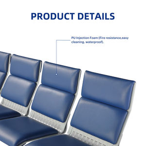 Chaise d'attente d'aéroport publique à prix d'usine, 3/4/5 places, assise en rangée, utilisation en extérieur, parc, facile à nettoyer, résistance à la corrosion, cuir PU - Product Image 4