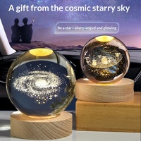 Lampe de nuit boule de cristal blanche au design moderne et simple, ornement galaxie gravé au laser 3D, pour dropshipping, provenance Chine