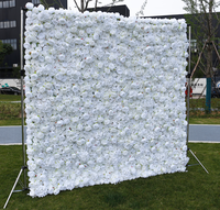 Mur floral artificiel en soie, rose blanc et rose, 3D 5D, 8ft x 8ft, haute simulation, moderne, pour la Fête des Mères et Noël