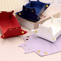 Plateau de bureau pliable en cuir PU en forme de chat mignon avec impression en relief - Cadeau promotionnel durable pour le bureau ou le gaming