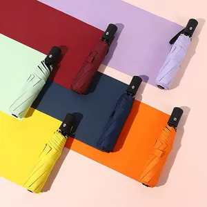 Guarda-chuva pessoal totalmente automático barato personalizado, portátil à prova de vento, 3 guarda-chuvas de publicidade dobráveis em nylon com logotipo para chuva