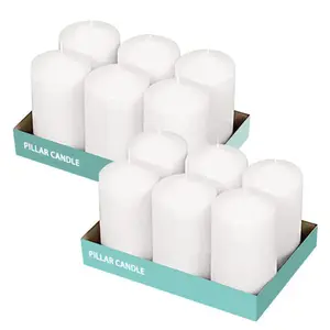 Nến Trụ Không Mùi Cao 3X6 Inch NẾN TRỤ Gia Dụng Ép Trắng