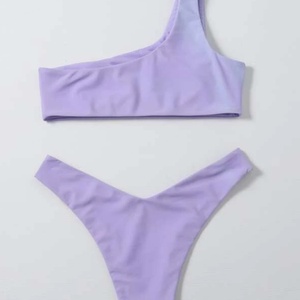 Bikini de Mujer de Alta Calidad, Diseño Personalizado, con Cuentas y Estampado, Sexy, de Cintura Alta, de un Solo Hombro, con Rayas, Talla XXL, Ropa de Playa - Product Image 2