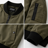 Blouson Bomber Homme Personnalisé 100% Polyester MA1, Veste de Vol Légère Résistante à l'Eau, Fermeture Éclair, Vêtement d'Extérieur Décontracté, Fabricant