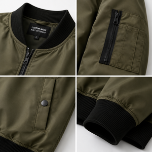 Custom Men Bomber <b>Jacket</b> 100% Polyester MA1 Flight <b>Jacket</b> <b>Lightweight</b> Water Resistant Zip Up Casual Outerwear Manufacturer - Product Image 2