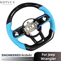 Volant sport personnalisé en fibre de carbone pour Jeep Wrangler JL Gladiator JT Rubicon, tout-terrain, 3 branches, avec éclairage LED, en cuir