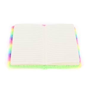 Cuaderno de Peluche con Rayas de Arcoíris, Diario Kawaii con Bordado de Oso y Conejo de Dibujos Animados, Páginas Rayadas Color Crema, Lindo Regalo para Niñas - Product Image 2