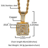 Collar de Moda con Cadena Larga de 26 Letras, Estilo Hip Hop, con Circonitas Brillantes, Colgante de Diamantes con Letras C, N, Y, S, E, T, R