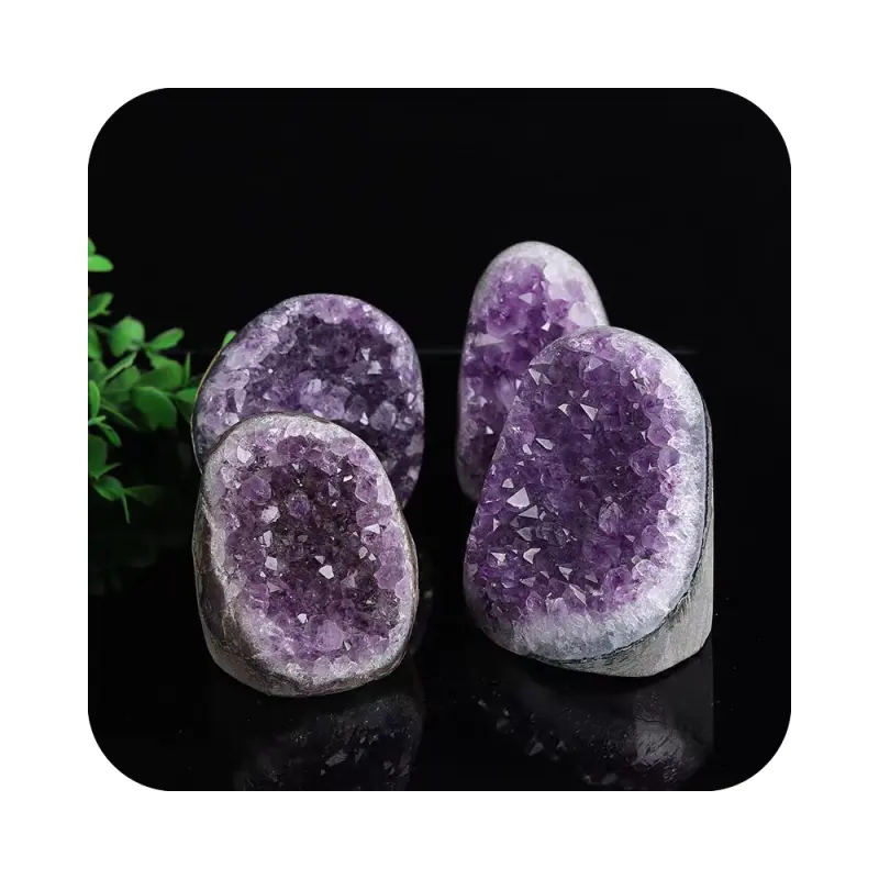 Natural Raw popular amatista geoda cuarzo curación Espiritual Mineral espécimen púrpura racimos rocas para Fengshui decoración del hogar