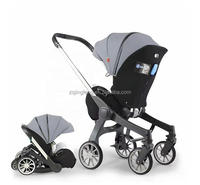 Poussette bébé de luxe 4 en 1 avec systèmes de voyage Power Push tissu de qualité grandes roues de paysage double sièges cadre en métal plié