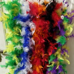 <span class=keywords><strong>Boa</strong></span> de plumas esponjosas teñidas por segmentos multicolor al por mayor para disfraz de Halloween - Product Image 6