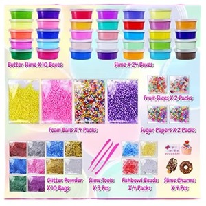 16 Colors DIY Toy Plastic & <b>Clay</b> Glitter Cream Fluffy Slime Vomit Stretchi Crystal Clear Charms <b>Kit</b> Ages 3+ - Product Image 2