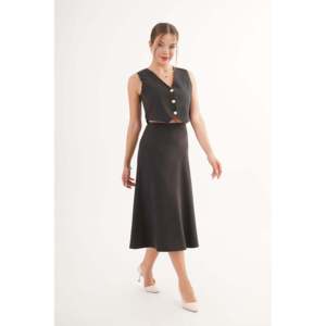 Conjunto de Dos Piezas al por Mayor: Chaleco y Falda de Gamuza Negra Premium para Mujer, Chalecos y Faldas Premium para Mujer - Product Image 5